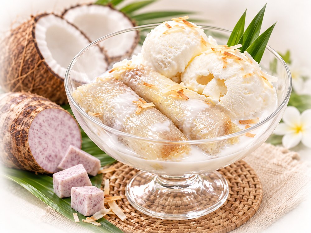 Dish 789: Roasted Sticky Rice with Taro & Coconut Ice Cream