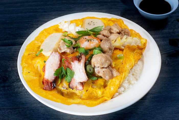 Dish 66: Combination Omelette with Rice (Seafood, Chicken & Pork)