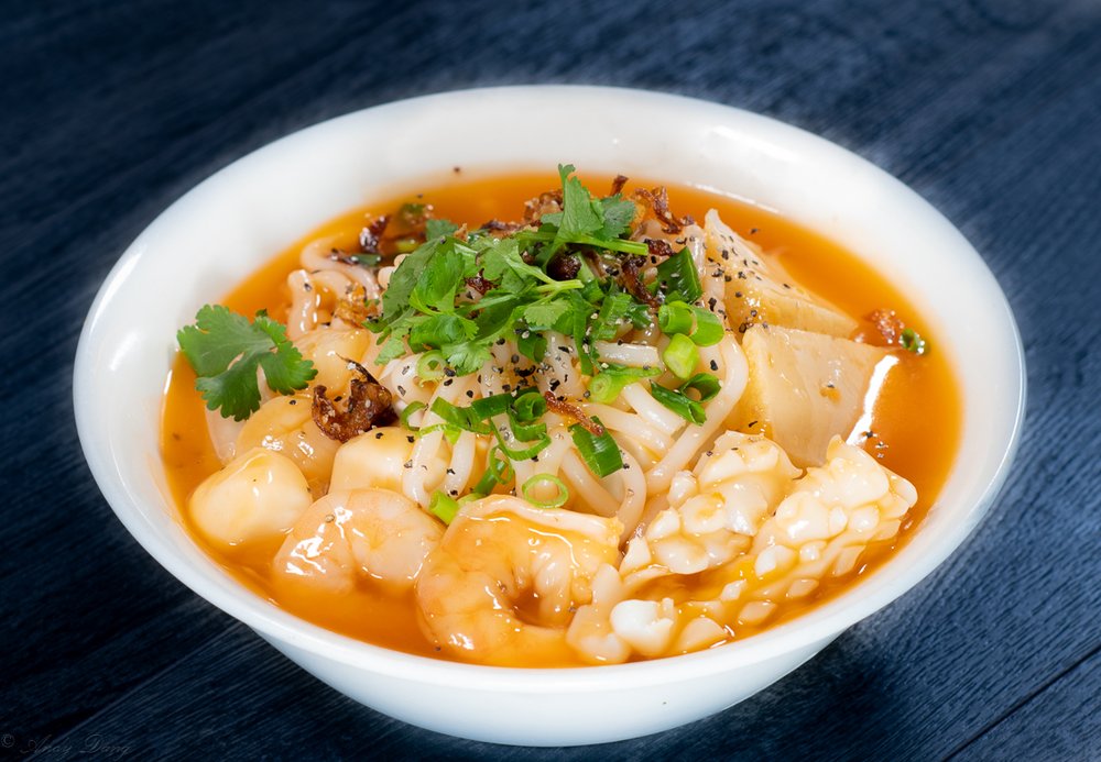 Dish 136: Starch Noodles with Seafood in Crab Meat Soup