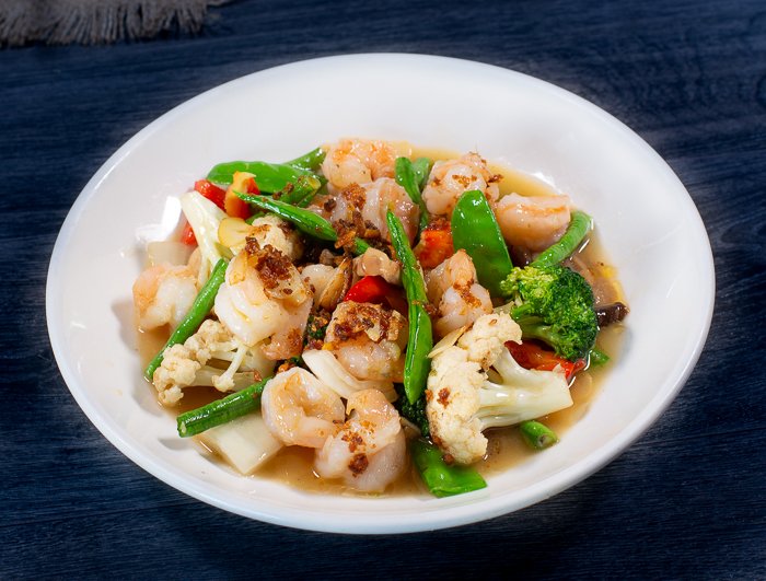 Dish 239: Prawn, Squid, Fish or Scallop Stir-Fried with Garlic & Vegetables
