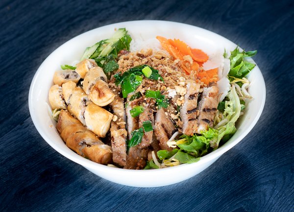 Dish 86: Flame-Grilled Pork & Spring Rolls with Vermicelli & Salad