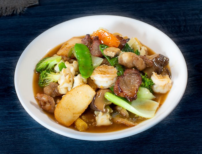 Dish 245: Combination Stir-Fried with Mixed Vegetables (Chicken, Pork & Seafood)